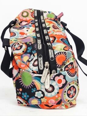 LeSportsac Mini Duffel Bag - Vibrant Retro 70s Pop Floral Mod Floral Print